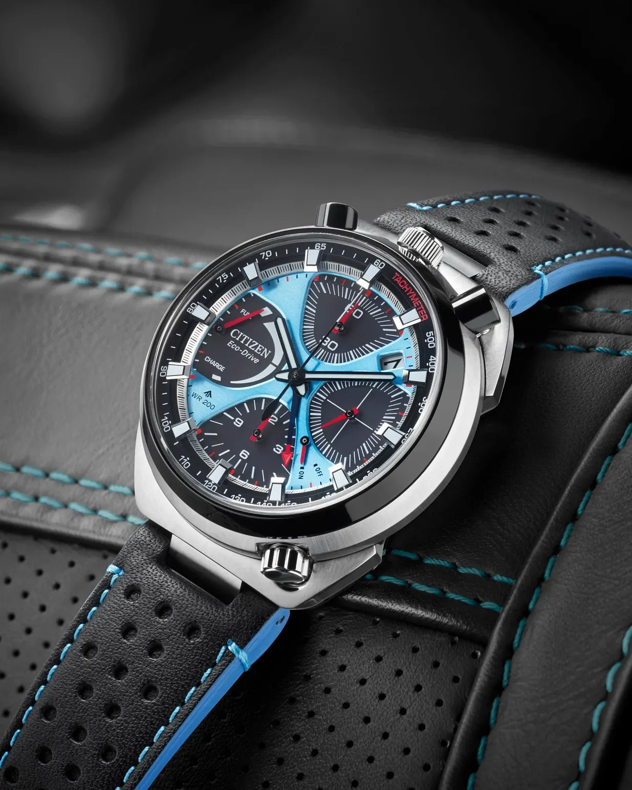 Promaster Tsuno Chrono Racer Blue Dial Leather Strap AV0106-01L